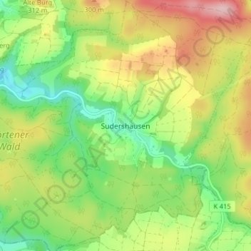 Topografische Karte Sudershausen, Höhe, Relief