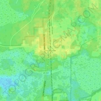 Topografische Karte Island Grove, Höhe, Relief