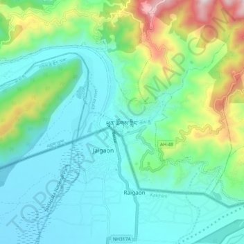 Topografische Karte Phuentsholing, Höhe, Relief