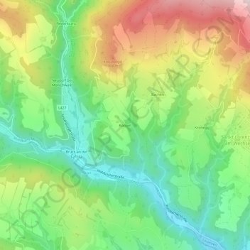 Topografische Karte Köppel, Höhe, Relief