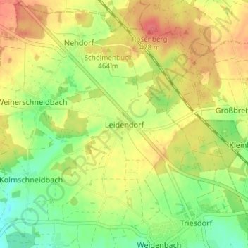 Topografische Karte Leidendorf, Höhe, Relief