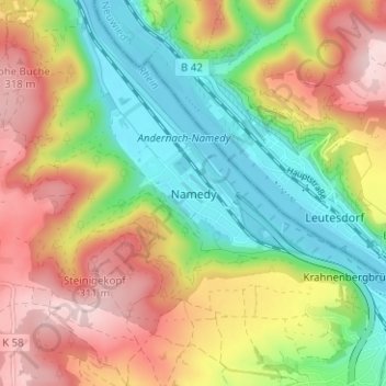 Topografische Karte Namedy, Höhe, Relief