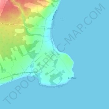 Topografische Karte Cap d'Espoir, Höhe, Relief