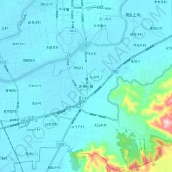 Topografische Karte 东高村镇, Höhe, Relief