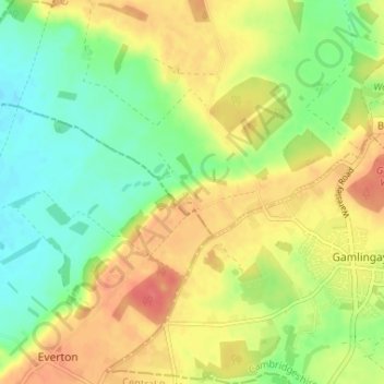 Topografische Karte Tetworth, Höhe, Relief