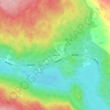Topografische Karte Slussfors, Höhe, Relief