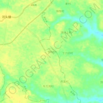 Topografische Karte 甲田村, Höhe, Relief