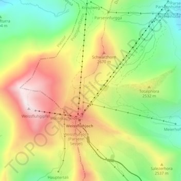 Topografische Karte Totalp, Höhe, Relief