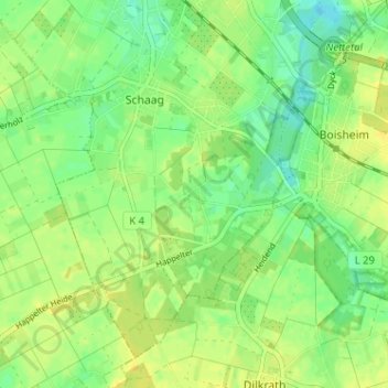 Topografische Karte Am Kreuzgarten, Höhe, Relief