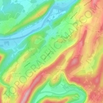 Topografische Karte Busy, Höhe, Relief