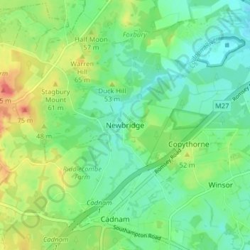 Topografische Karte Newbridge, Höhe, Relief