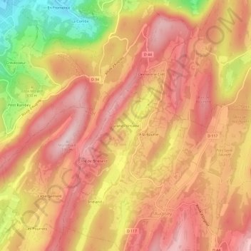 Topografische Karte Grand Fontaine, Höhe, Relief