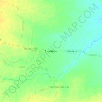 Topografische Karte Thalai Nagar, Höhe, Relief