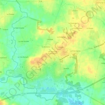 Topografische Karte Les Hauts de Fontenelles, Höhe, Relief