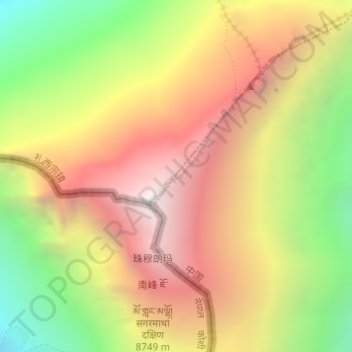 Topografische Karte Third Step, Höhe, Relief