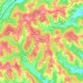 Topografische Karte Hart, Höhe, Relief