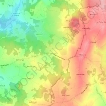 Topografische Karte Limouret, Höhe, Relief