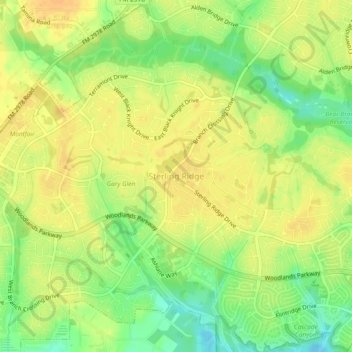 Topografische Karte Sterling Ridge, Höhe, Relief