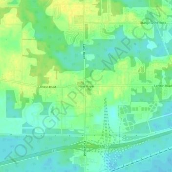 Topografische Karte New Hope, Höhe, Relief