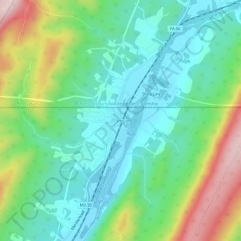 Topografische Karte Ellerslie, Höhe, Relief