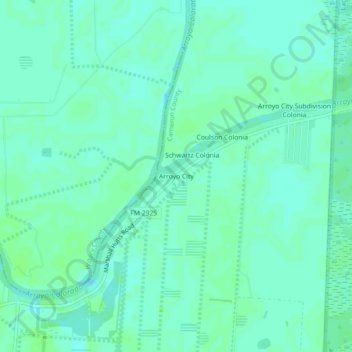 Topografische Karte Arroyo City, Höhe, Relief