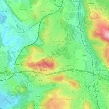 Topografische Karte Stocka, Höhe, Relief