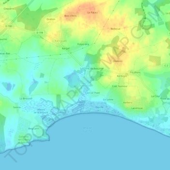 Topografische Karte Suscinio, Höhe, Relief