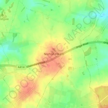 Topografische Karte Norton Heath, Höhe, Relief