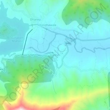 Topografische Karte Velhe, Höhe, Relief