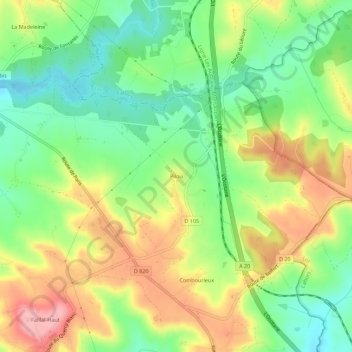 Topografische Karte Pilou, Höhe, Relief