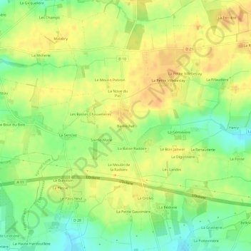Topografische Karte Barbechat, Höhe, Relief