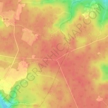 Topografische Karte Gréou, Höhe, Relief