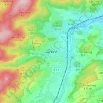 Topografische Karte Garbeck, Höhe, Relief