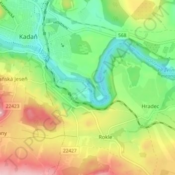 Topografische Karte Seelau, Höhe, Relief