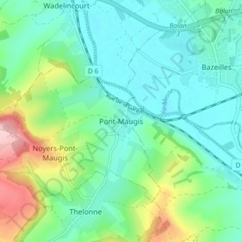 Topografische Karte Pont-Maugis, Höhe, Relief