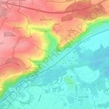 Topografische Karte Thalfingen, Höhe, Relief