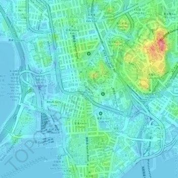 Topografische Karte 上角山, Höhe, Relief