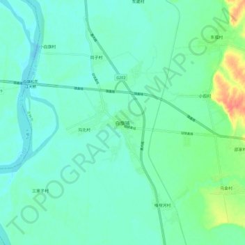Topografische Karte 白旗镇, Höhe, Relief