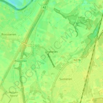 Topografische Karte Dieteren, Höhe, Relief