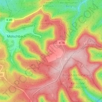 Topografische Karte Stüterhof, Höhe, Relief