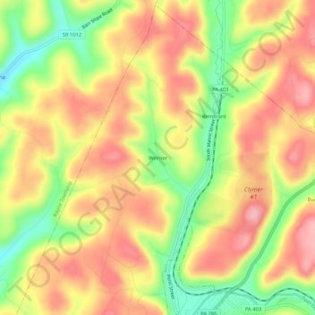 Topografische Karte Weimer, Höhe, Relief