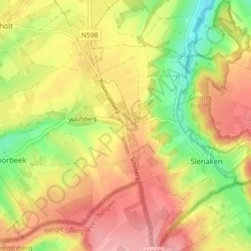 Topografische Karte Hoogcruts, Höhe, Relief