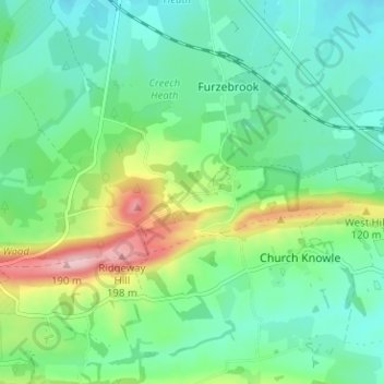 Topografische Karte East Creech, Höhe, Relief