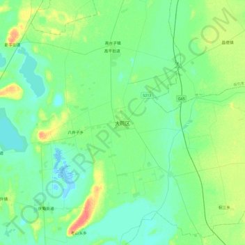Topografische Karte 大同区, Höhe, Relief