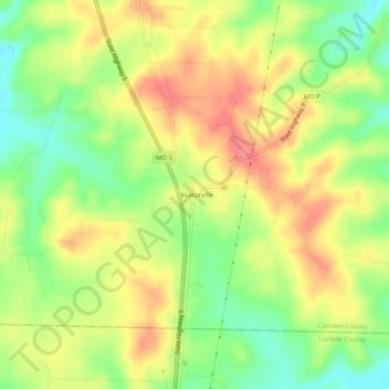 Topografische Karte Decaturville, Höhe, Relief