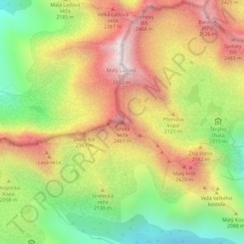 Topografische Karte Roter Turm, Höhe, Relief