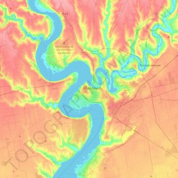 Topografische Karte Mykolajiw, Höhe, Relief