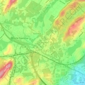 Topografische Karte Lake Arrowhead, Höhe, Relief
