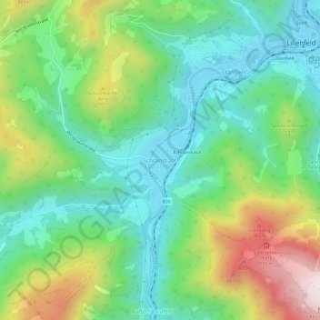 Topografische Karte Schrambach, Höhe, Relief