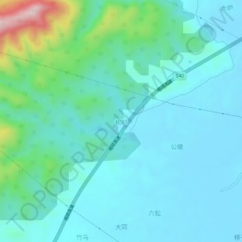 Topografische Karte 松村, Höhe, Relief